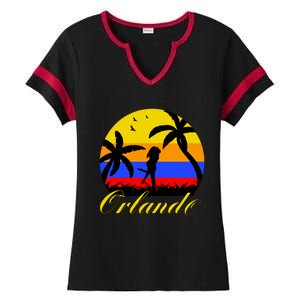 Retro Romantic Orlando Sunset Ladies Halftime Notch Neck Tee