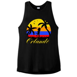 Retro Romantic Orlando Sunset Ladies PosiCharge Tri-Blend Wicking Tank