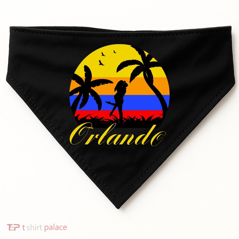 Retro Romantic Orlando Sunset USA-Made Doggie Bandana