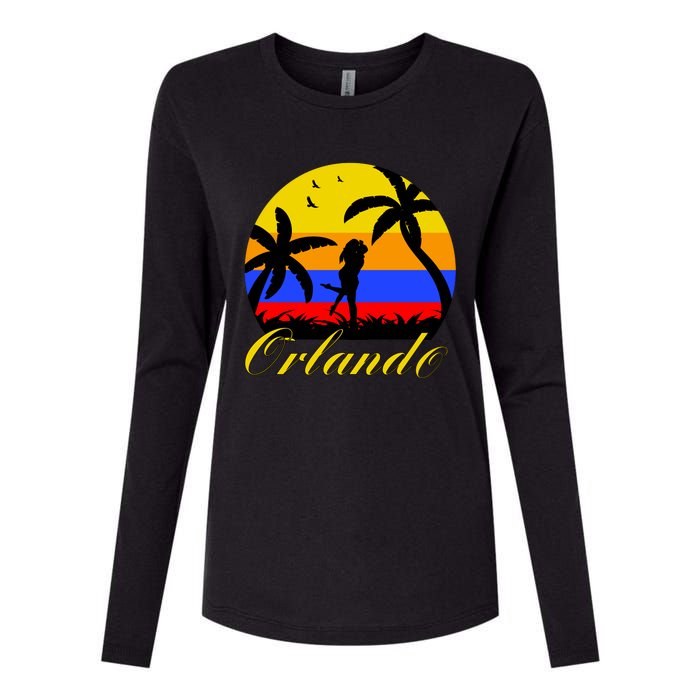 Retro Romantic Orlando Sunset Womens Cotton Relaxed Long Sleeve T-Shirt