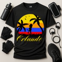 Retro Romantic Orlando Sunset Cooling Performance Crew T-Shirt