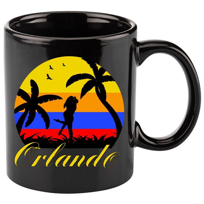 Retro Romantic Orlando Sunset 11oz C Handle Ceramic Mug
