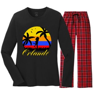 Retro Romantic Orlando Sunset Women's Long Sleeve Flannel Pajama Set 