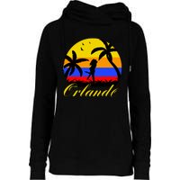 Retro Romantic Orlando Sunset Womens Funnel Neck Pullover Hood