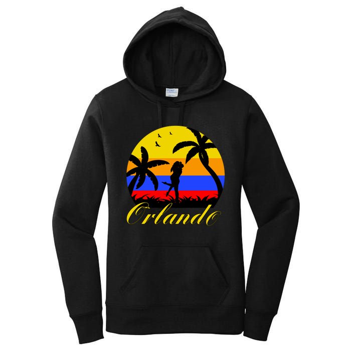 Retro Romantic Orlando Sunset Women's Pullover Hoodie