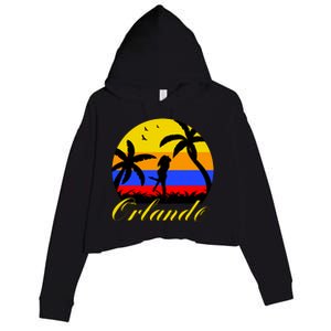 Retro Romantic Orlando Sunset Crop Fleece Hoodie