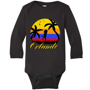 Retro Romantic Orlando Sunset Baby Long Sleeve Bodysuit