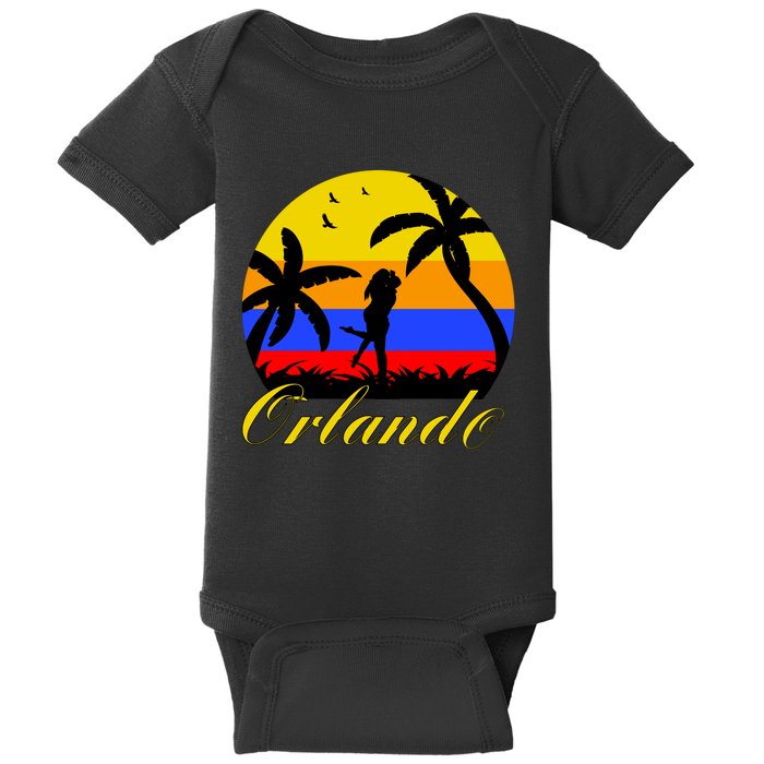 Retro Romantic Orlando Sunset Baby Bodysuit