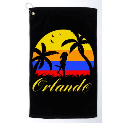 Retro Romantic Orlando Sunset Golf Towel