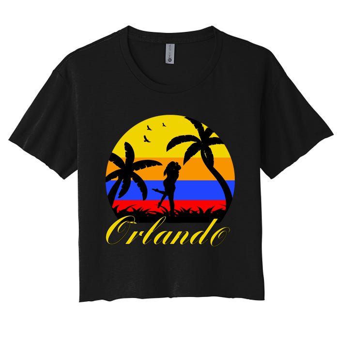 Retro Romantic Orlando Sunset Women's Crop Top Tee