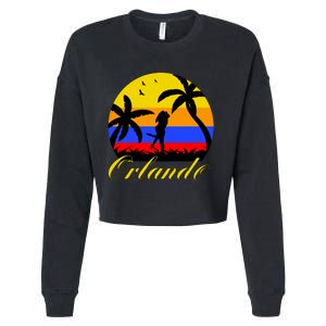 Retro Romantic Orlando Sunset Cropped Pullover Crew