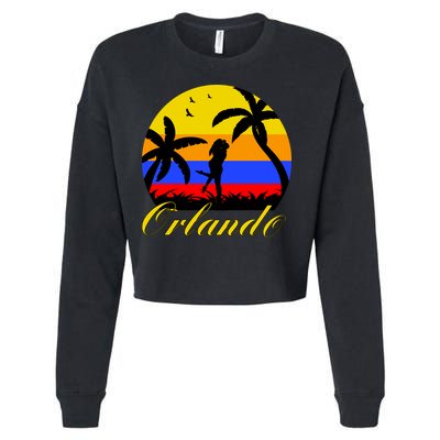 Retro Romantic Orlando Sunset Cropped Pullover Crew