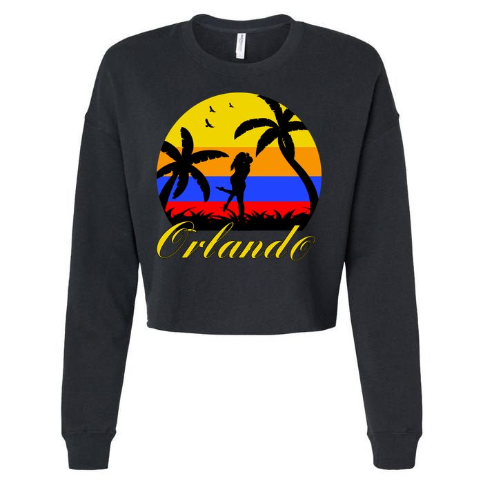 Retro Romantic Orlando Sunset Cropped Pullover Crew