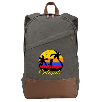 Retro Romantic Orlando Sunset Cotton Canvas Backpack