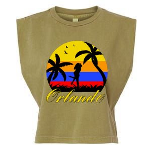 Retro Romantic Orlando Sunset Garment-Dyed Women's Muscle Tee