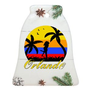 Retro Romantic Orlando Sunset Ceramic Bell Ornament