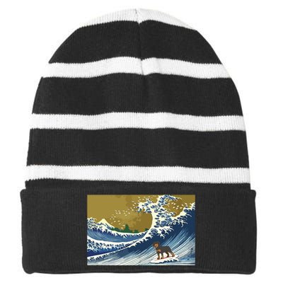 Rottweiler Striped Beanie with Solid Band