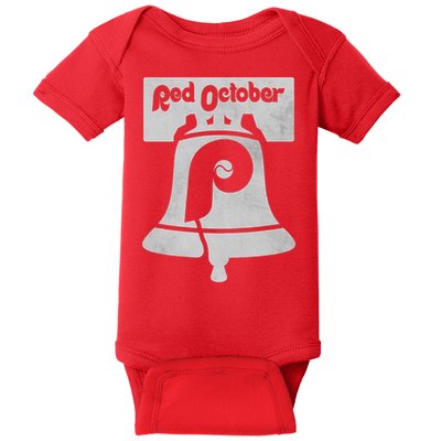 Retro Red October Philly_ Philadelphia Vintage Fan Baseball Baby Bodysuit