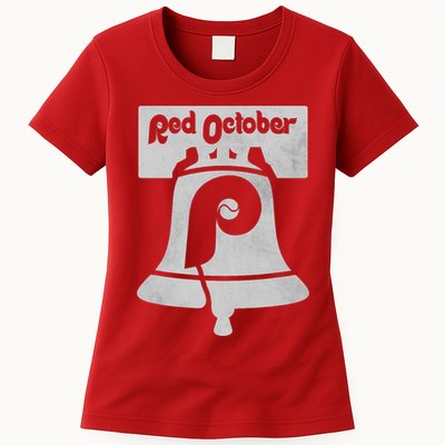 Retro Red October Philly_ Philadelphia Vintage Fan Baseball Womens T-Shirt