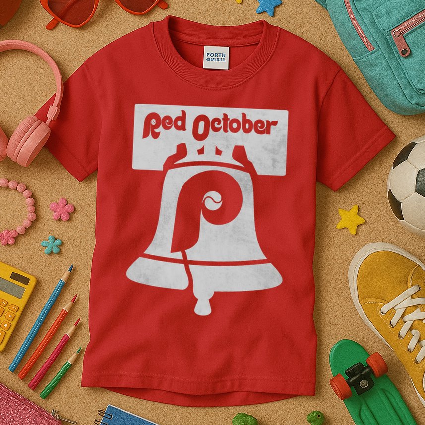 Retro Red October Philly_ Philadelphia Vintage Fan Baseball Kids T-Shirt
