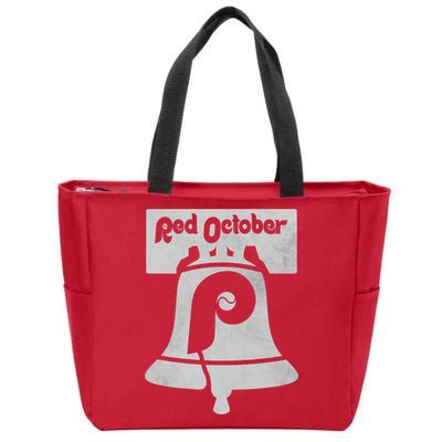 Retro Red October Philly_ Philadelphia Vintage Fan Baseball Zip Tote Bag