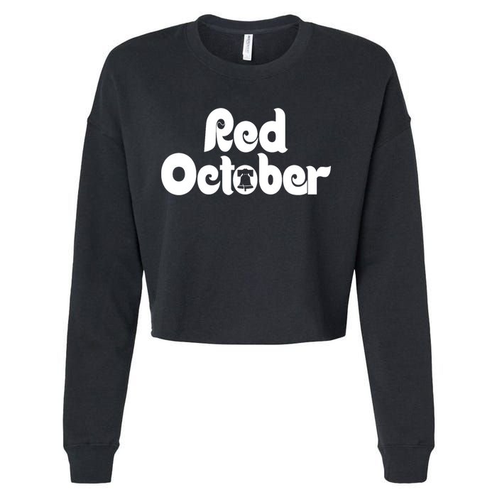 Retro Red October Philly_ Philadelphia Baseball Fan Cropped Pullover Crew