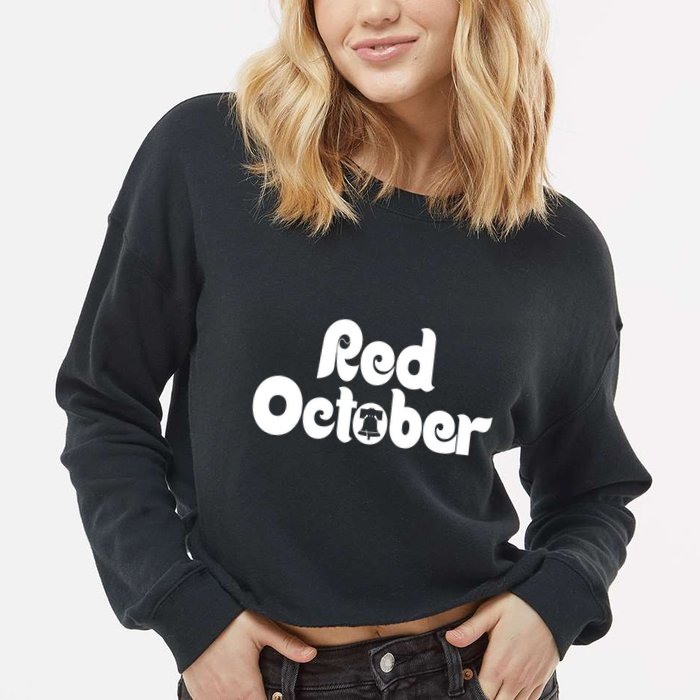 Retro Red October Philly_ Philadelphia Baseball Fan Cropped Pullover Crew