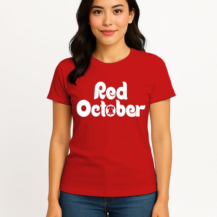 Retro Red October Philly_ Philadelphia Baseball Fan Womens T-Shirt