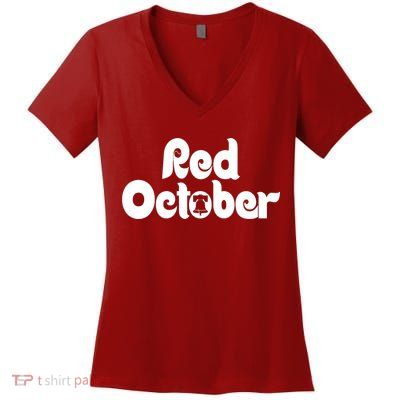 Retro Red October Philly_ Philadelphia Baseball Fan Women's V-Neck T-Shirt