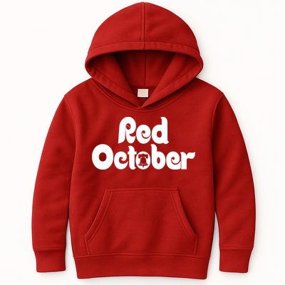 Retro Red October Philly_ Philadelphia Baseball Fan Kids Hoodie