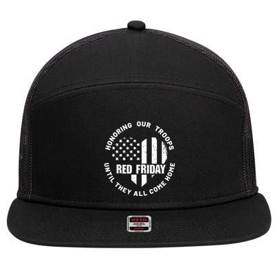 Retro Red On Friday US Military Pride And Support 7 Panel Mesh Trucker Snapback Hat