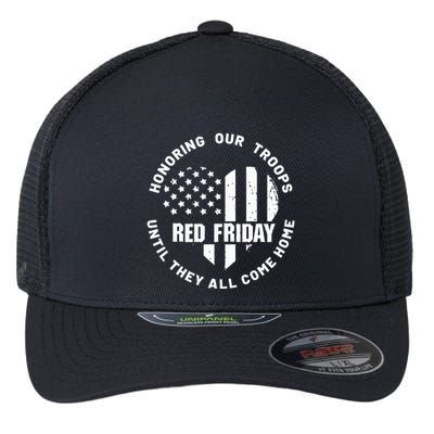 Retro Red On Friday US Military Pride And Support Flexfit Unipanel Trucker Cap