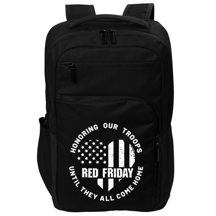 Retro Red On Friday US Military Pride And Support Impact Tech Backpack