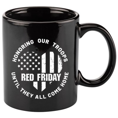 Retro Red On Friday US Military Pride And Support 11oz C Handle Ceramic Mug