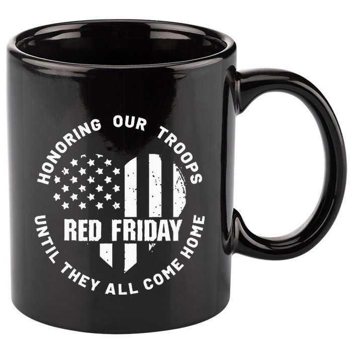 Retro Red On Friday US Military Pride And Support 11oz C Handle Ceramic Mug
