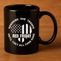 Retro Red On Friday US Military Pride And Support 11oz C Handle Ceramic Mug