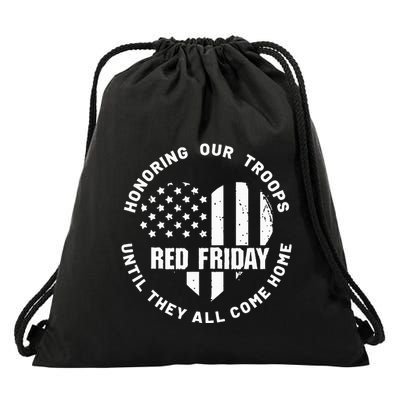 Retro Red On Friday US Military Pride And Support Drawstring Bag