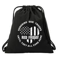Retro Red On Friday US Military Pride And Support Drawstring Bag