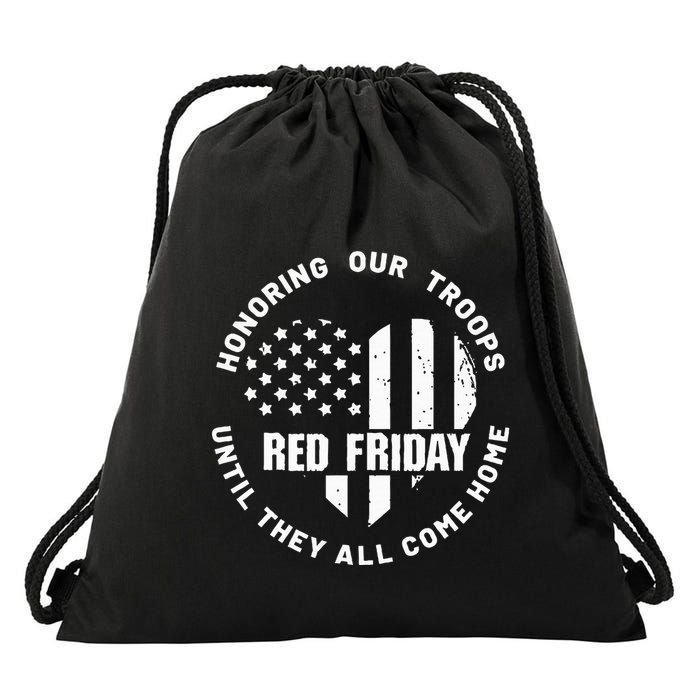 Retro Red On Friday US Military Pride And Support Drawstring Bag