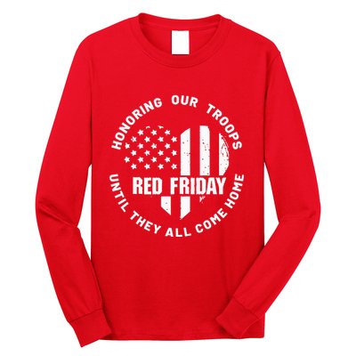 Retro Red On Friday US Military Pride And Support Long Sleeve Shirt