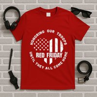 Retro Red On Friday US Military Pride And Support T-Shirt