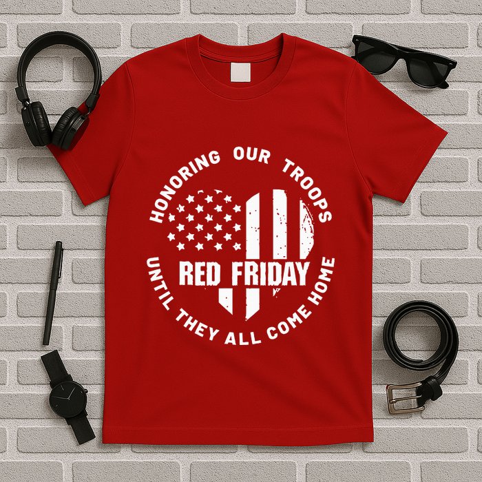 Retro Red On Friday US Military Pride And Support T-Shirt