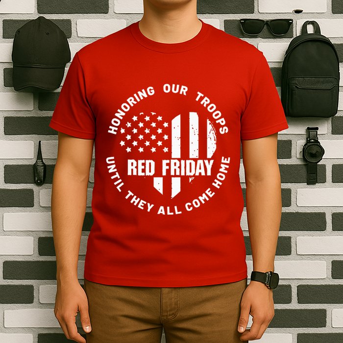 Retro Red On Friday US Military Pride And Support T-Shirt
