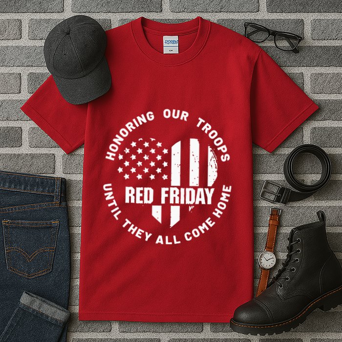 Retro Red On Friday US Military Pride And Support Tall T-Shirt