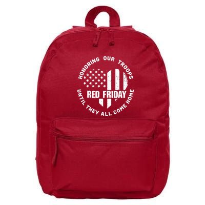 Retro Red On Friday US Military Pride And Support 16 in Basic Backpack