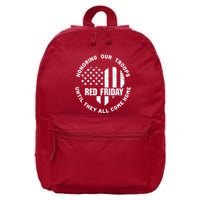 Retro Red On Friday US Military Pride And Support 16 in Basic Backpack