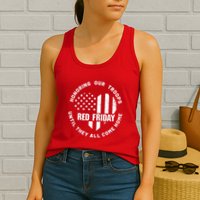 Retro Red On Friday US Military Pride And Support Womens Tank Top
