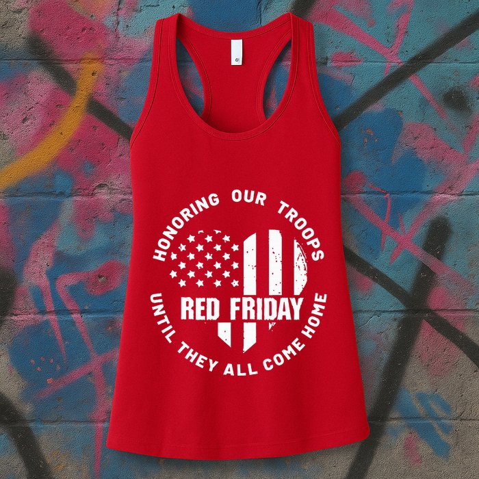 Retro Red On Friday US Military Pride And Support Womens Tank Top