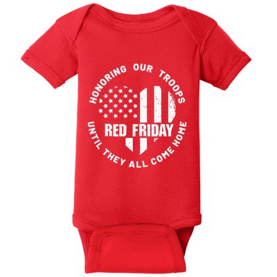 Retro Red On Friday US Military Pride And Support Baby Bodysuit