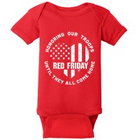 Retro Red On Friday US Military Pride And Support Baby Bodysuit